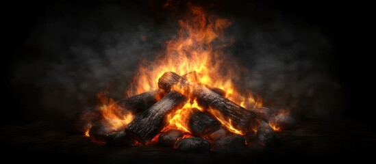 Naklejka premium Isolated bonfire with realistic flames and smoke on transparent background for digital design and illustration projects, high-quality PNG for easy integration into various creative works 