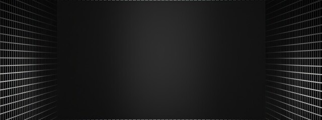 Grid Patterns on Black Background for Design, Banner Template, Minimalist Abstract Wallpaper with Copy Space, Simple Geometric Modern Wallpaper for Text Placement and Creative Use