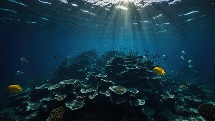 Fototapeta premium underwater dark color empty background in sea generate ai
