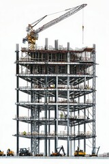 Construction site: high-rise building under construction.
