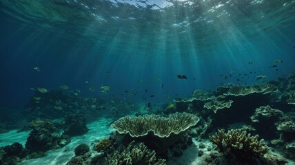 Fototapeta premium underwater green empty background in sea generate ai