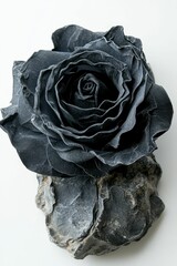 Obraz premium Stone sculpture of a black rose.