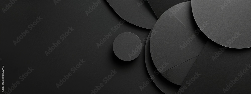 Poster black background with intersecting rectangles and lines, banner template with white space for text. 