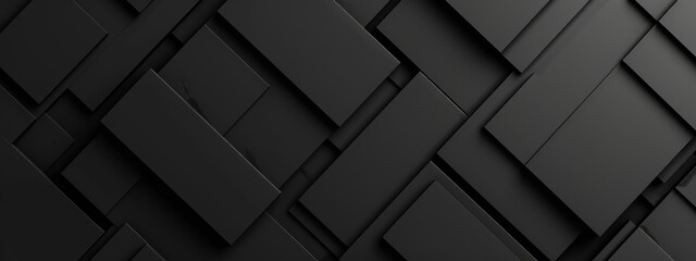 Black Background with Intersecting Rectangles for Design Banner Template, Featuring Abstract Minimalist Wallpaper with Copy Space in the Center for Text