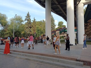 people crossing the street