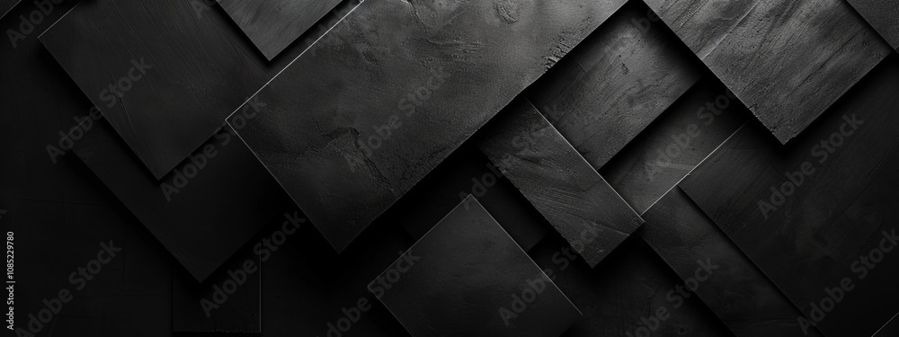 Poster Modern Banner Template with Intersecting Rectangles on Black Background. Minimalist Geometric Design with Central White Space for Text. Ideal for Contemporary Digital Use.