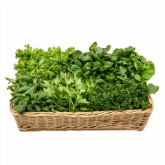 Naklejka premium Assortment of fresh herbs in a wicker basket.