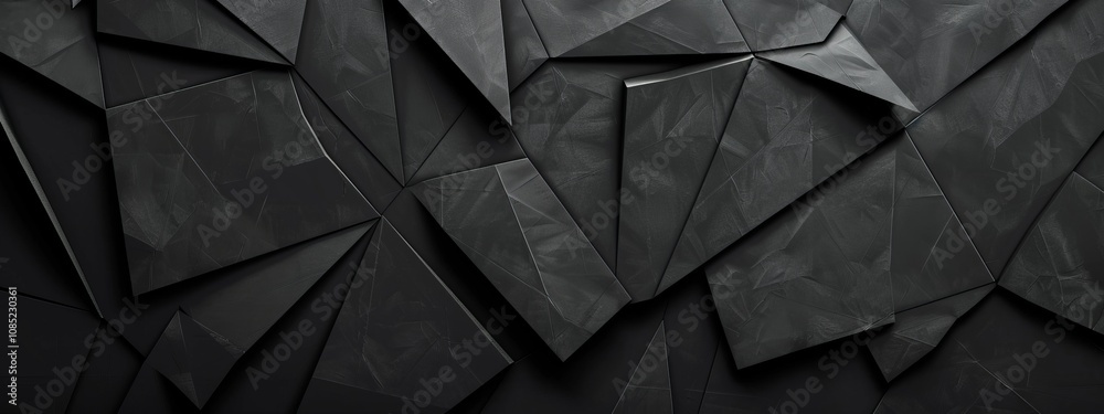 Aufkleber intersecting triangles on a black background, minimalist design banner template with white space for