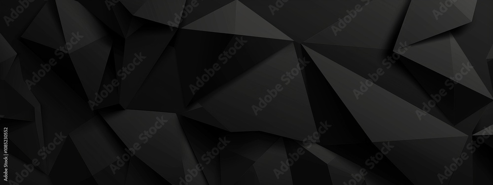 Aufkleber Geometric minimalist pattern with intersecting triangles on black background. Featuring white space in the center for text, ideal for design templates and modern banners.