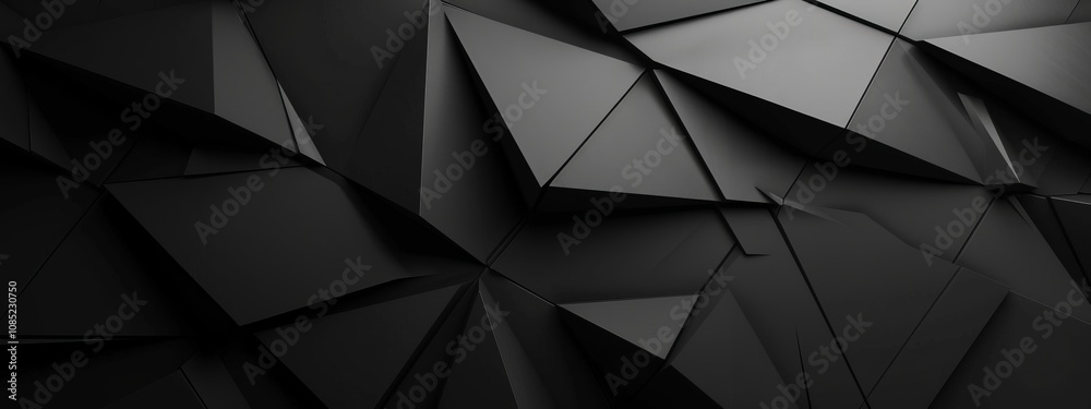 Aufkleber Abstract minimalist wallpaper with intricate angular shapes on black background. Ideal for modern design and banner templates with copy space in the center for text.