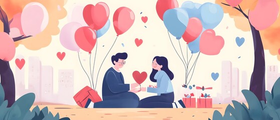 Happy couple enjoy valentine's day, romantic relationship