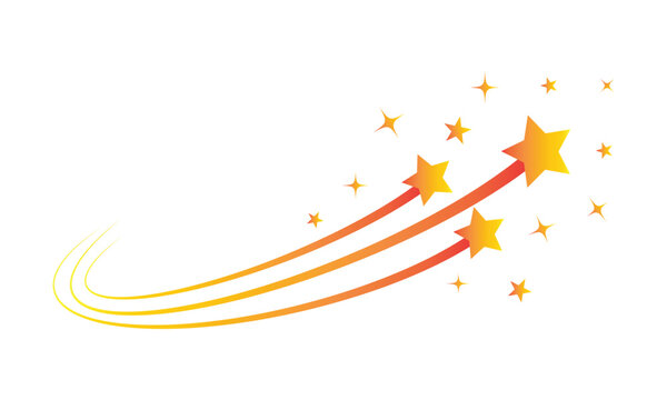 colorful falling star. simple shooting stars symbol. transparent png and vector illustration.