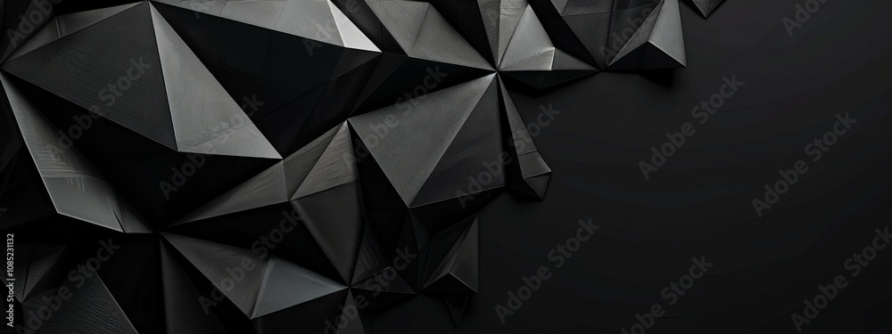 Poster Abstract minimalist wallpaper with intricate geometric details on black background. Ideal for modern design and banner templates with copy space in the center for text.