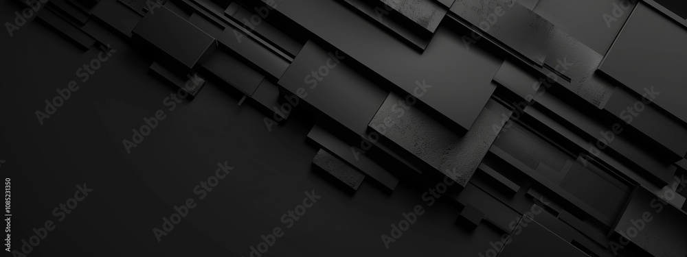 Poster intricate geometric elements on black background with copy space for design. ideal for modern banner