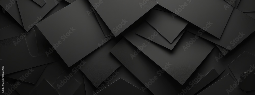 Poster photo of black background with irregular geometric shapes for design, featuring white space in the c