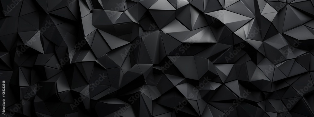 Poster Black Background with Irregular Patterns and Shapes, Banner Template with White Space for Text. Geometric Minimalist Wallpaper with Copy Space on Black Background. Contemporary Modern Wallpaper.
