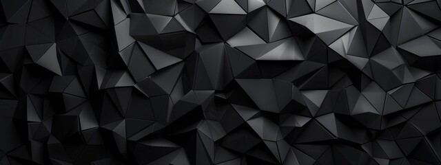 Obraz premium Black Background with Irregular Patterns and Shapes, Banner Template with White Space for Text. Geometric Minimalist Wallpaper with Copy Space on Black Background. Contemporary Modern Wallpaper.