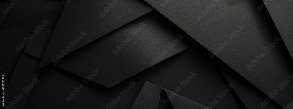 Poster abstract black background with irregular shapes and lines, banner template with white space for text