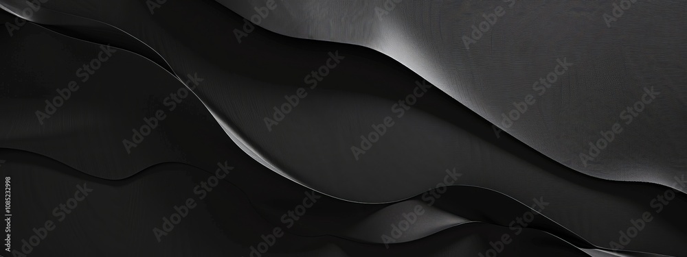 Poster abstract black background with irregular shapes and lines, banner template with white space for text