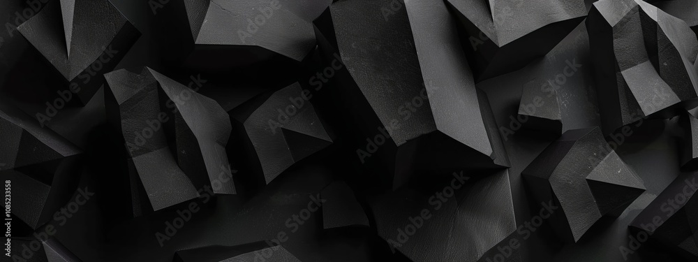 Poster black background with irregular shapes for design banner template, featuring abstract minimalist wal