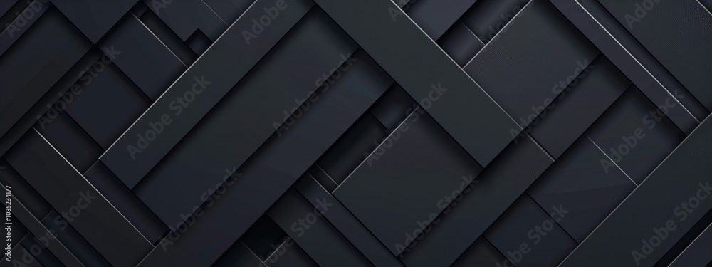 Poster black background with linear geometric motifs and central white space for text. featuring modern geo