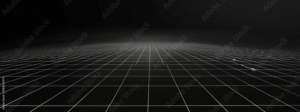 Poster linear grids on a black background, minimalist design banner template with white space for text. ide