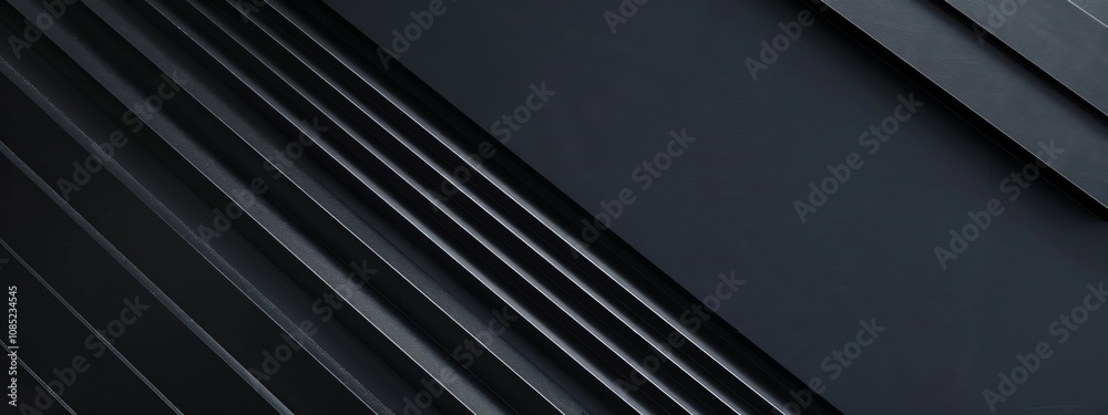 Poster Abstract dark linear pattern wallpaper with copy space. Minimalist design template with white center text area. Ideal for banners.