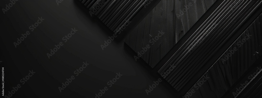 Poster Linear patterns on a black background, minimalist design banner template with white space for text. Ideal for sleek and modern presentations, websites, and digital designs.