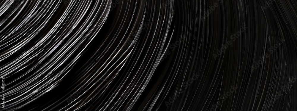 Poster Black background with linear patterns. Banner template with white space in the center for text. Suitable for abstract minimalist wallpaper and modern graphic design projects.