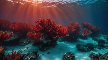 underwater red empty background in sea generate ai