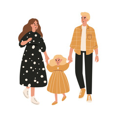 Cute vector illustration of diverse character in everyday urban scenes. People walking dogs, using wheelchair, pushing stroller. Couples, families, individuals of various ages and ethnicities.