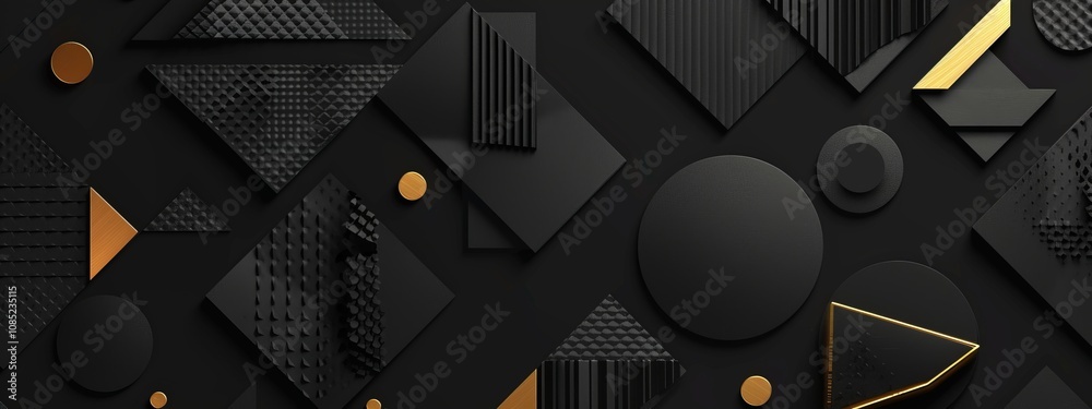 Poster Black Background with Minimal Repeating Geometric Patterns for Design, Banner Template. White Space in the Center for Text, Simple Geometric Wallpaper with Copy Space for Modern Visuals.