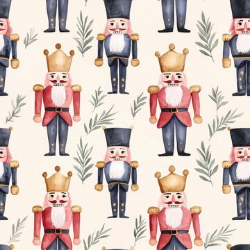 Simple Watercolor Nutcracker Pattern Design