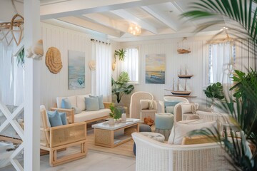 Serene Coastal Living: Nautical-Inspired Marine-Style Interior Design with Natural Elements