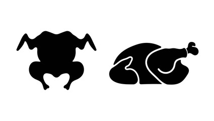 Roasted turkey, Roasted chicken , black isolated silhouette