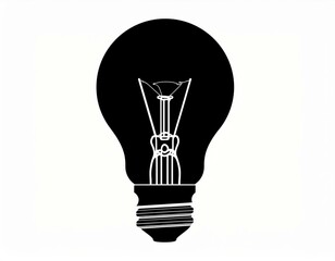Obraz premium Light bulb black white silhouette, contrast image isolated on white background 