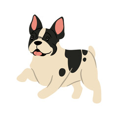 Cute vector Illustration of French Bulldog dog. Pet clipart collection. canine, puppy hand drawn. Illustrated in various poses.