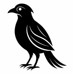 Minimalist Bird of Silhouette Vector, black and white bird illustration