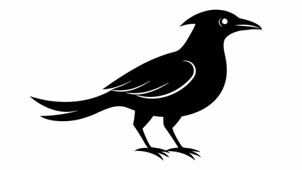 Minimalist Bird of Silhouette Vector, black and white bird illustration