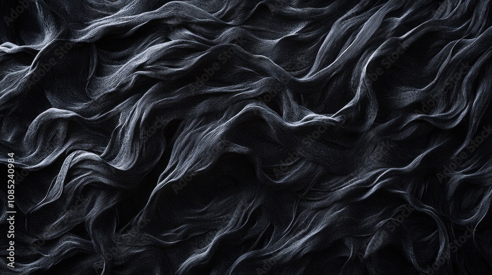 Poster a black and white image of a piece of fabric with a lot of texture