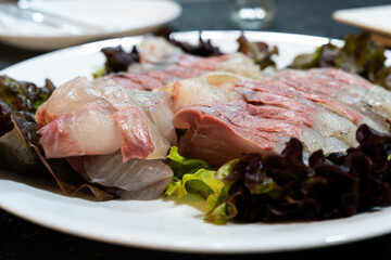 yellowtail sashimi on the table