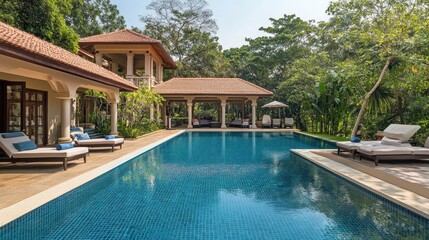 Luxury Villa with Swimming Pool and Lush Greenery