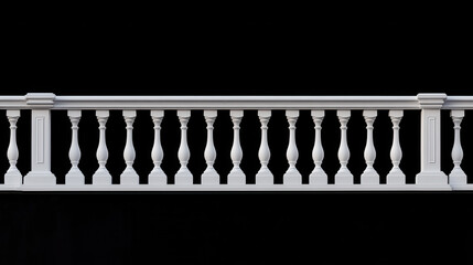 White Balustrade Isolated on Black Background