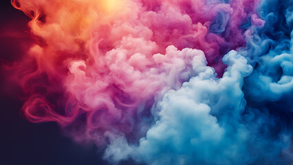 Fototapeta premium A colorful cloud of smoke with a blue and pink swirl