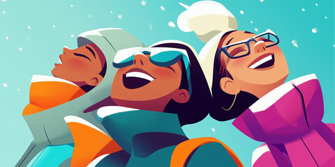 School Kids Enjoying New Year with Cheerful Laughter