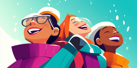 School Festivities: Kids Laughing and Celebrating the New Year