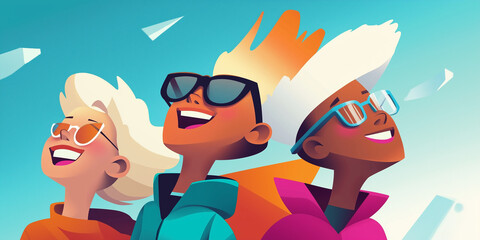 Celebrating New Year with Cheerful School Children