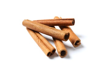 Cinnamon sticks on a white background