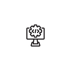 Monitor codding in website algorithm icon. One of business collection icons for website on icon. Editable icon.