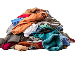 pile of dirty laundry isolated on white background, cutout
